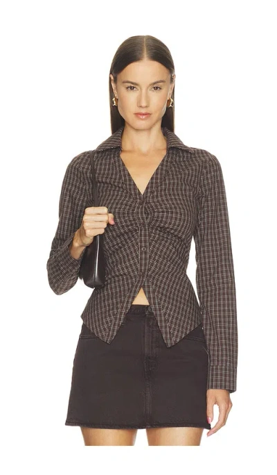 Superdown Kylie Lace Up Back Top In Brown