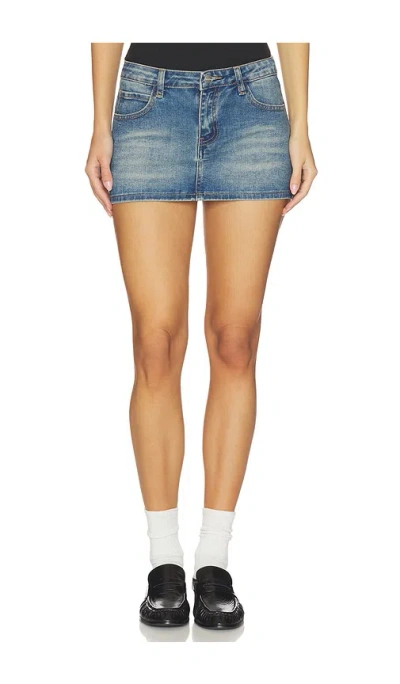 Superdown Lathan Denim Mini Skirt In Blue