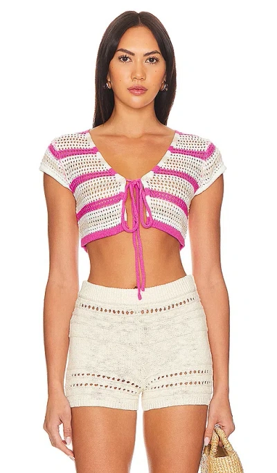 Superdown Laurel Knit Top In Pink Multi