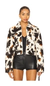 Superdown Leah Cow Print Jacket In Animal Print
