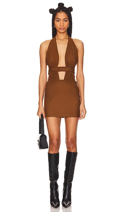 Superdown Levi Mini Dress In Chocolate