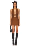 Superdown Levi Mini Dress In Chocolate