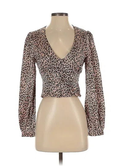 Pre-owned Superdown Long Sleeve Blouse In Brown