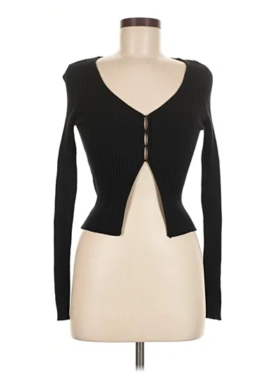 Pre-owned Superdown Long Sleeve Top Black Plunge Neckline Tops