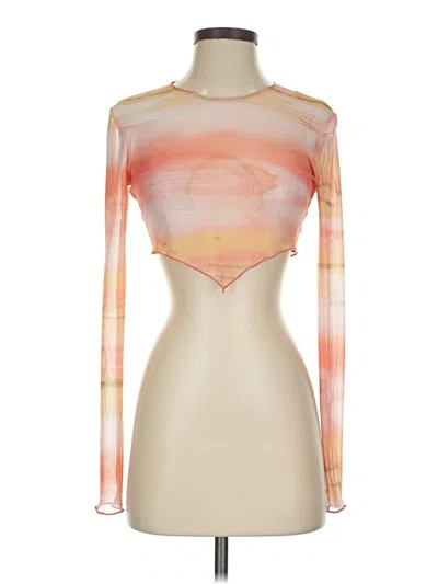 Pre-owned Superdown Long Sleeve Top Orange Keyhole Neckline Tops