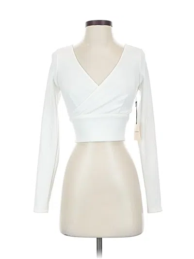 Pre-owned Superdown Long Sleeve Top White Plunge Neckline Tops