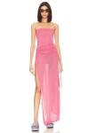 Superdown Lorie Strapless Maxi Dress In Pink Metallic