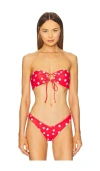 Superdown Lucy Bikini Top In Red Polka Dot