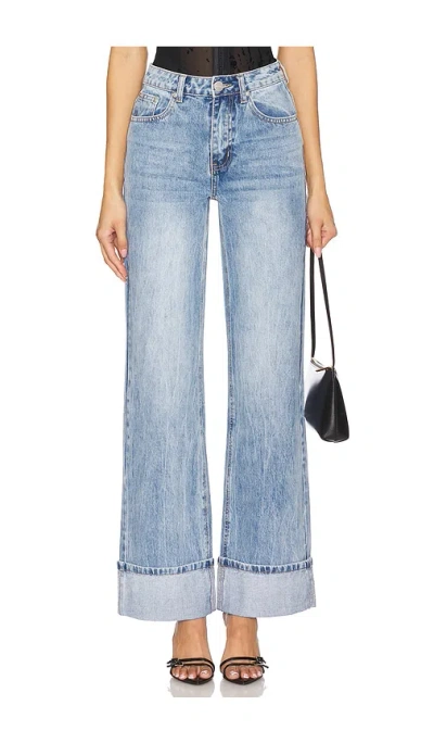 Superdown Lulu Cuffed Jeans In Blue