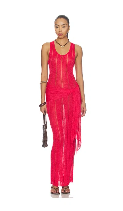 Superdown Macie Drape Maxi Dress In 체리 레드