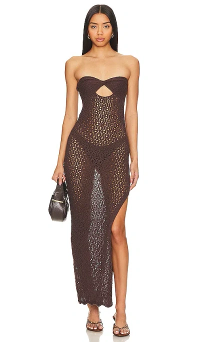 Superdown Marine Maxi Dress In Chocolate Brown