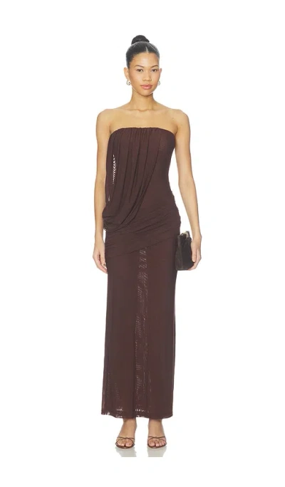 Superdown Mavro Strapless Maxi Dress In Brown