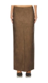 Superdown Mazu Faux Leather Maxi Skirt In Distressed Brown