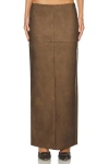 Superdown Mazu Faux Leather Maxi Skirt In Distressed Brown