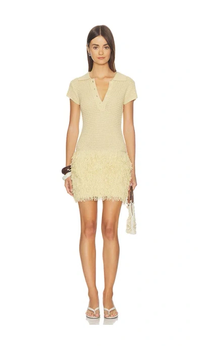 Superdown Meradeth Crochet Fringe Mini Dress In Neutral