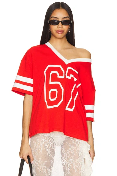 Superdown Milena Jersey Top In Red