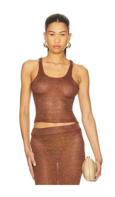 Superdown Miranda Knit Top In Brown