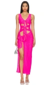 Superdown Nelly Sheer Maxi Dress In 艳粉色
