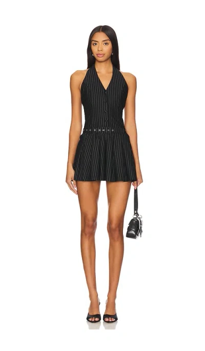 Superdown Net Mini Dress In Black