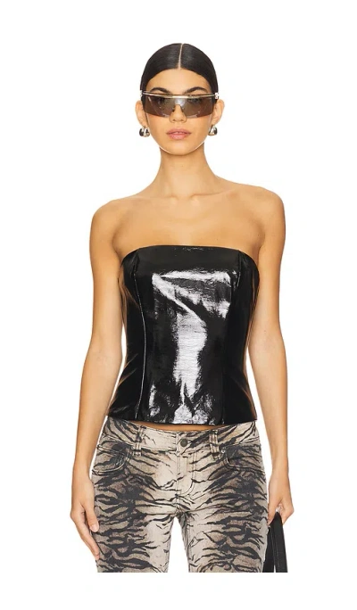 Superdown Novi Faux Leather Corset In Black