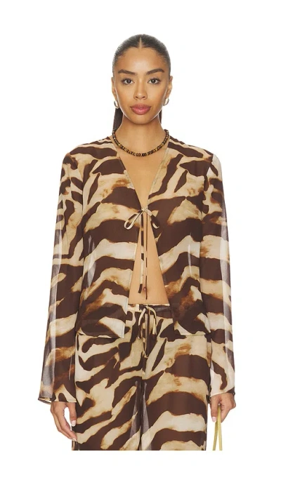 Superdown Osprey Tie Top In Brown