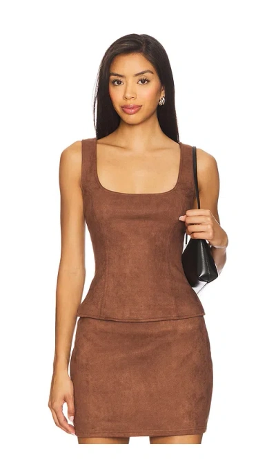 Superdown Patsie Faux Suede Top In Brown