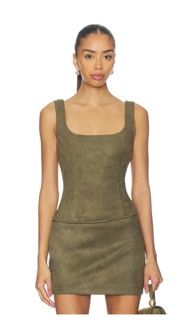 Superdown Patsie Faux Suede Top In Green