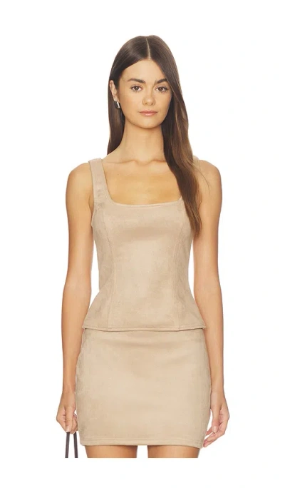 Superdown Patsie Faux Suede Top In Light Beige