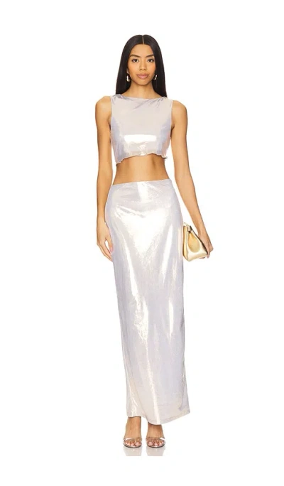 Superdown Pearl Maxi Set In Metallic Gold