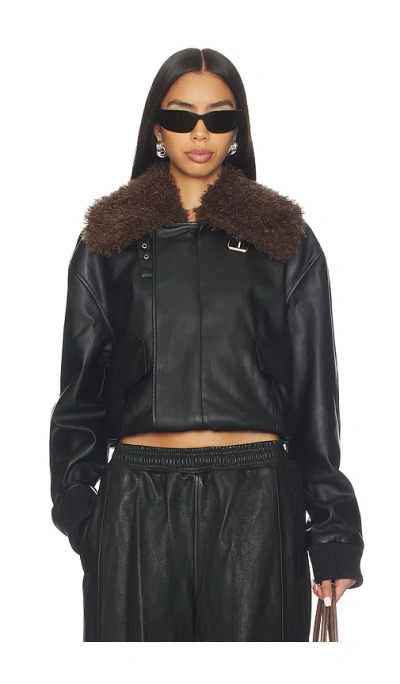 Superdown Philomena Faux Leather Jacket In Black