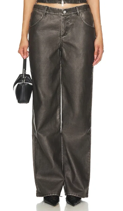 Superdown Rachel Faux Leather Pant In Distressed Black