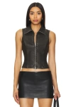 Superdown Rachel Faux Leather Vest In Distressed Black