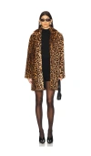 Superdown Raina Faux Fur Coat In Brown Leopard