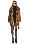 Superdown Raina Faux Fur Coat In Brown Leopard