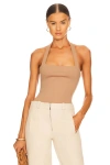 Superdown Reece Halter Bodysuit In Nude