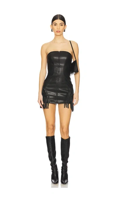 Superdown Riley Fringe Mini Dress In 黑色