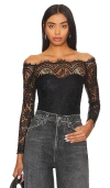 Superdown Rivka Off Shoulder Bodysuit In Black