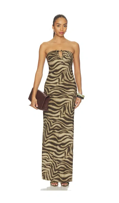 Superdown Riya Strapless Maxi Dress In Brown