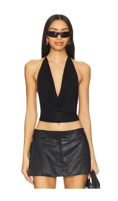 Superdown Rubie Cowl Neck Top In Black Metallic