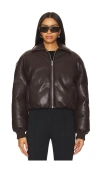 Superdown Sanja Faux Leather Jacket In 브라운