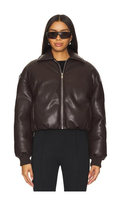 Superdown Sanja Faux Leather Jacket In Brown