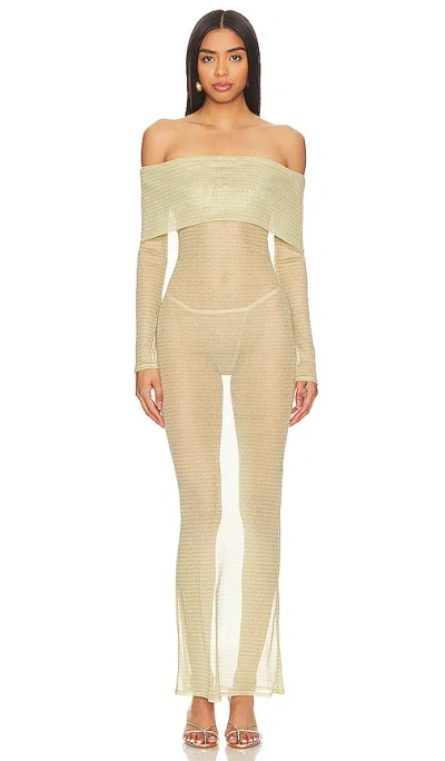 Superdown Seraphina Off Shoulder Dress In Neutral Stripe