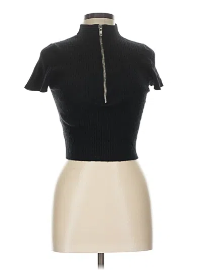 Pre-owned Superdown Short Sleeve Top Black Halter Neckline Tops