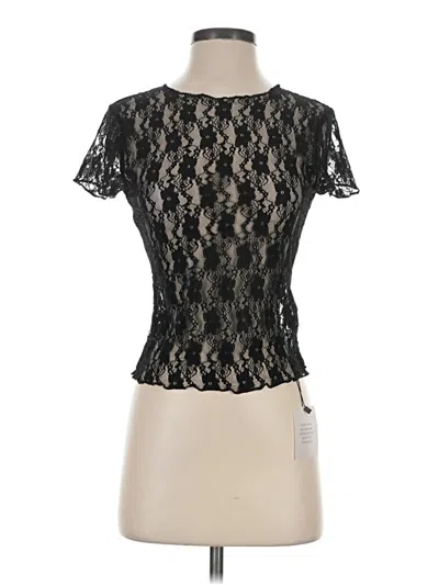 Pre-owned Superdown Short Sleeve Top Black Mock Neckline Tops