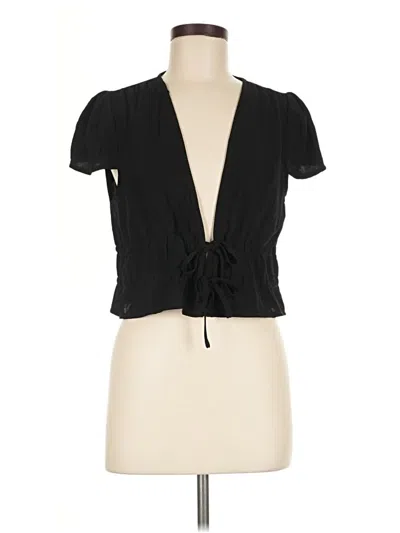 Pre-owned Superdown Short Sleeve Top Black Plunge Neckline Tops