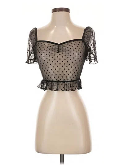 Pre-owned Superdown Short Sleeve Top Black Sweetheart Neckline Tops
