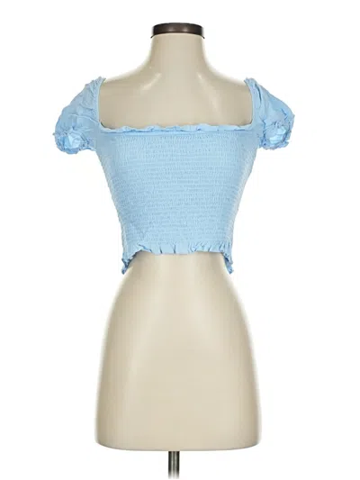 Pre-owned Superdown Short Sleeve Top Blue Sweetheart Neckline Tops