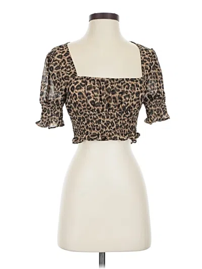 Pre-owned Superdown Short Sleeve Top Brown Sweetheart Neckline Tops