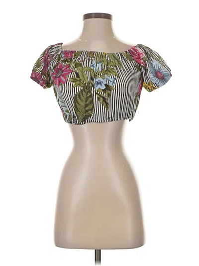 Pre-owned Superdown Short Sleeve Top Green Strapless Neckline Tops