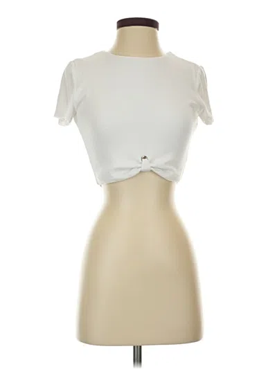Pre-owned Superdown Short Sleeve Top Ivory Keyhole Neckline Tops In White